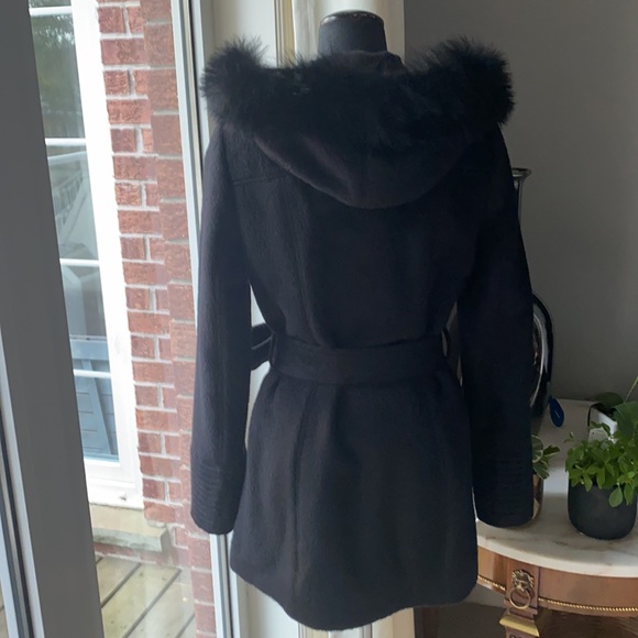 SENTALER BLACK ALPACA WOOL 3/4 CAR COAT - Picture 11 of 16